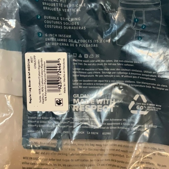 Gildan Boxer Briefs 3 Pack M 32”-34” Navy Dark Gray Light Gray New Regular Leg - Picture 7 of 7